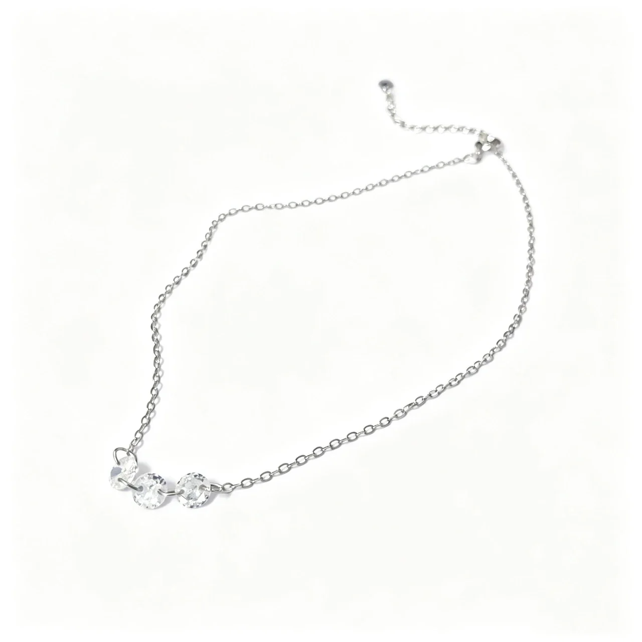 Delicate 925 Sterling Silver Triple Round Crystal Bracelet