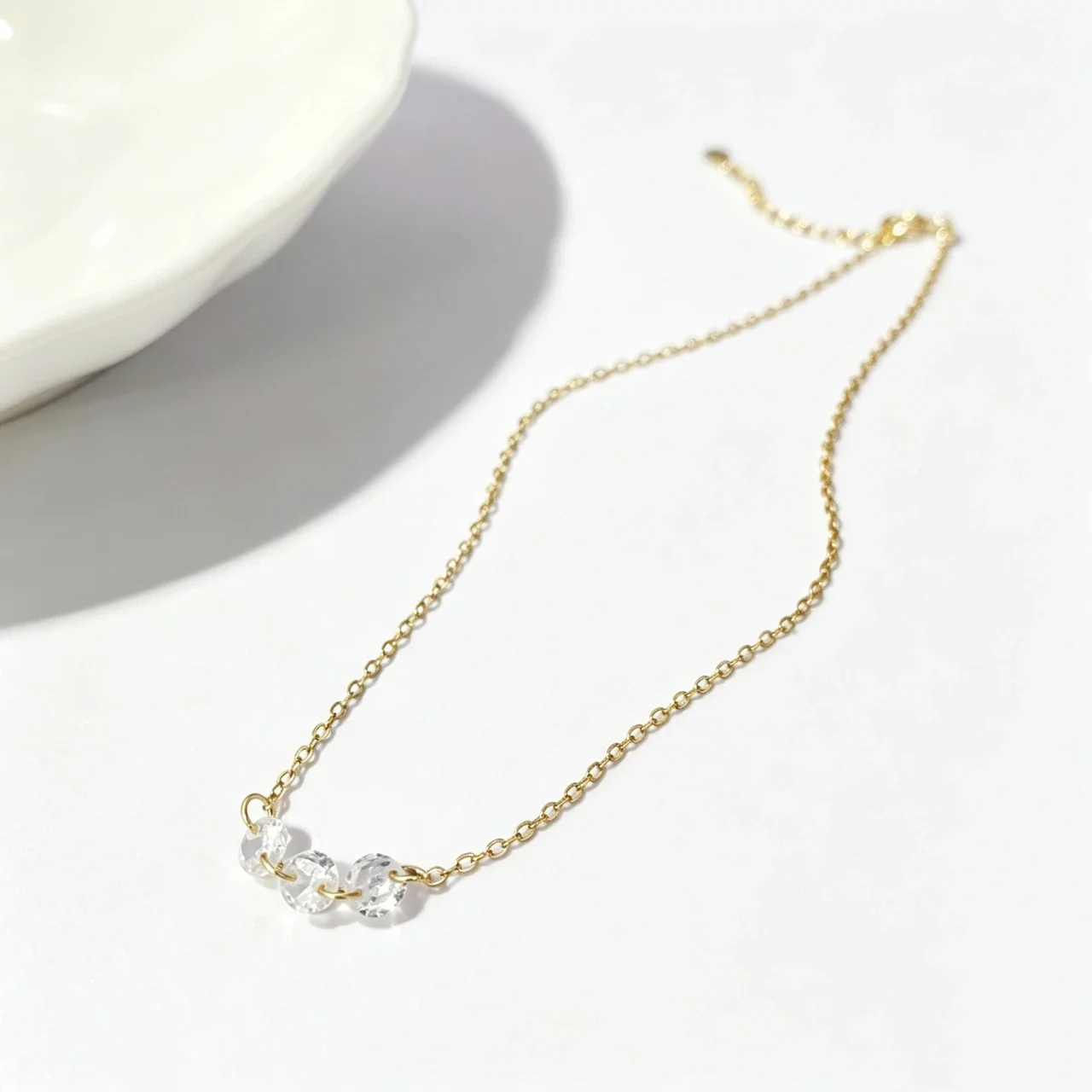 Delicate 925 Sterling Silver Triple Round Crystal Bracelet