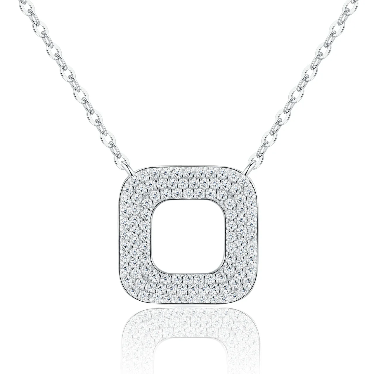 Angular 925 Sterling Silver Pave Moissanite Pendant Necklace - Moissanite B