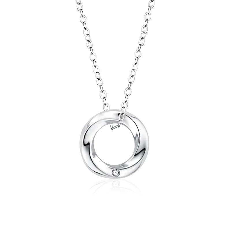 Interlocking 925 Sterling Silver Heart Halo Moissanite Necklace - Men's