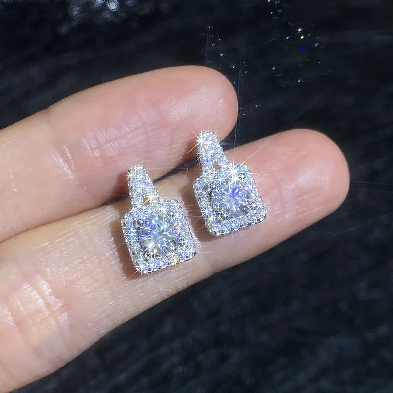 Radiant 925 Sterling Silver Pavé Bottle Stud Earrings