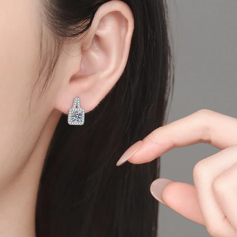 Radiant 925 Sterling Silver Pavé Bottle Stud Earrings