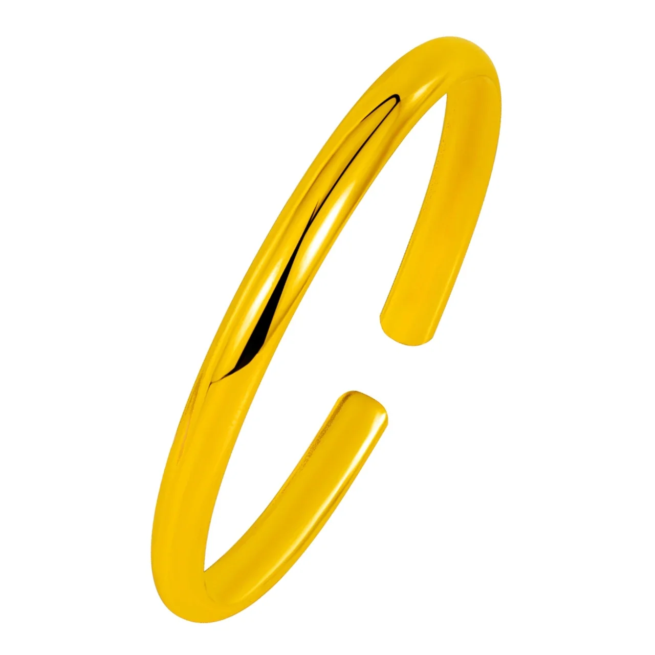 Sleek Brass High-Polish Rounded Open Cuff Bangle