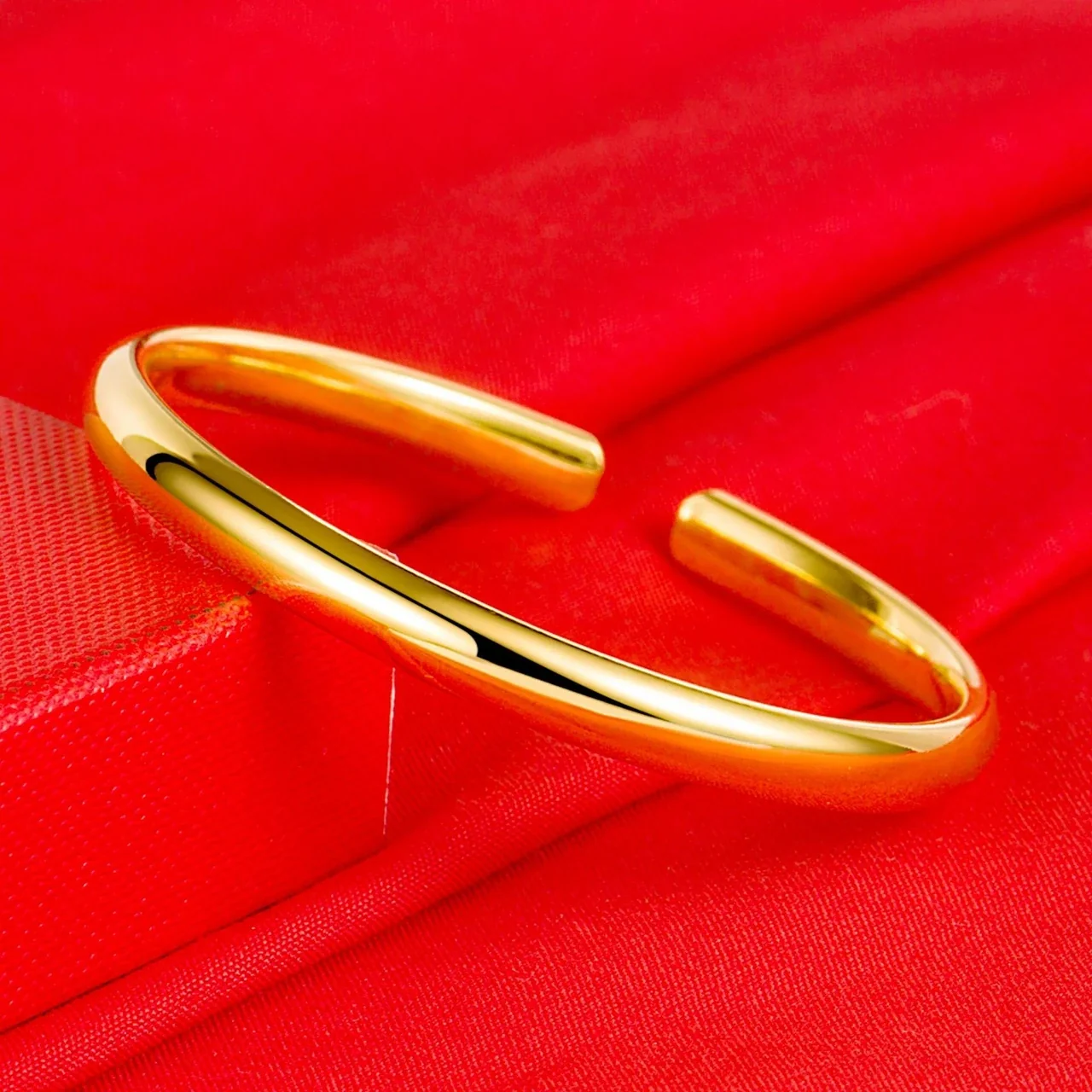 Sleek Brass High-Polish Rounded Open Cuff Bangle