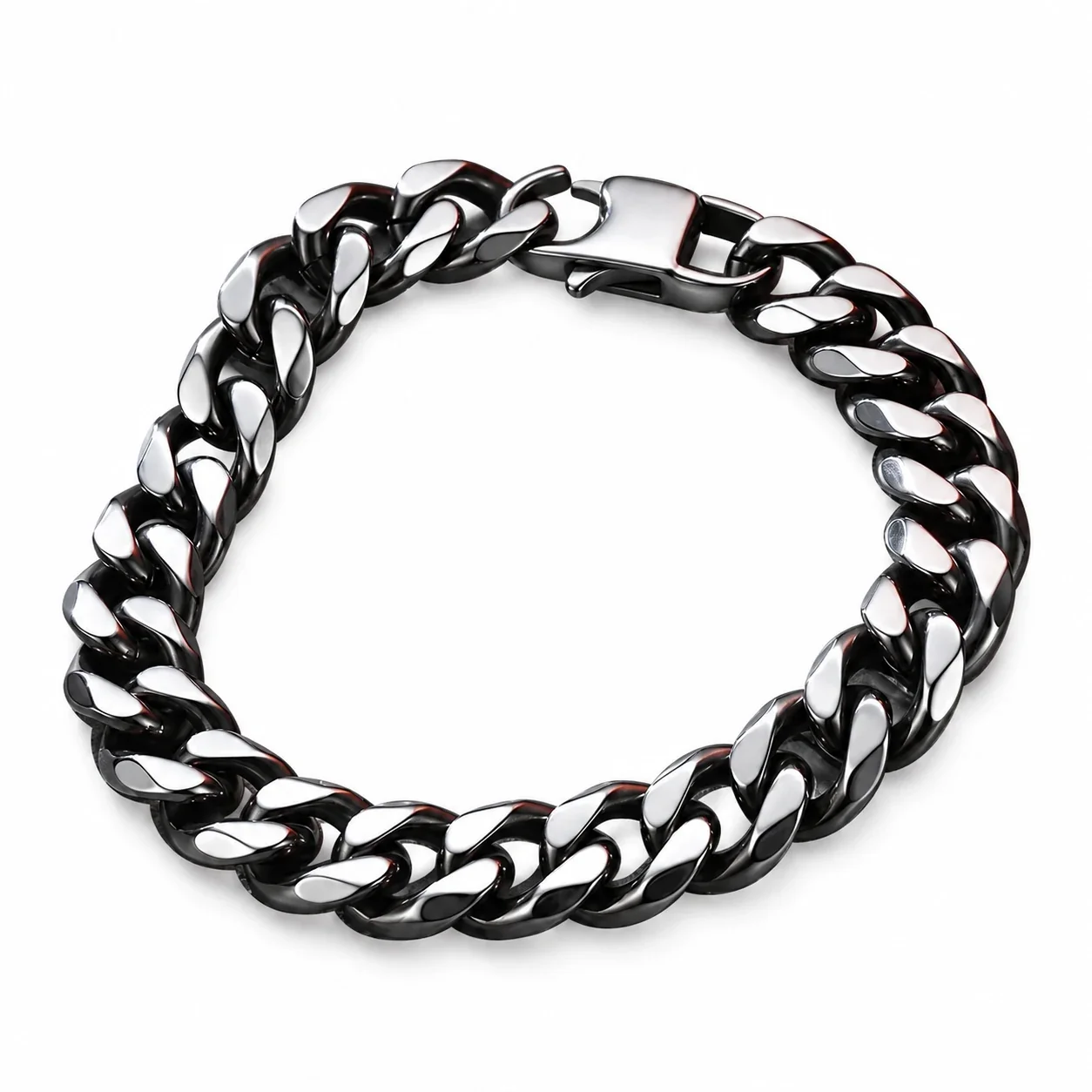 Bold Stainless Steel Faceted Cuban Link Chain Bracelet