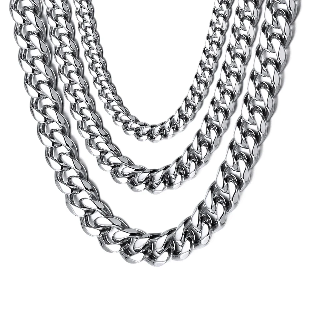 Bold Stainless Steel Faceted Cuban Link Chain Bracelet
