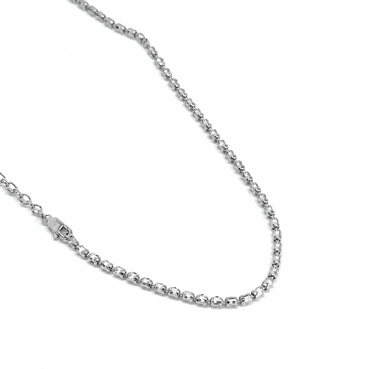 Lustrous 925 Sterling Silver 3 mm Bead Chain Necklace
