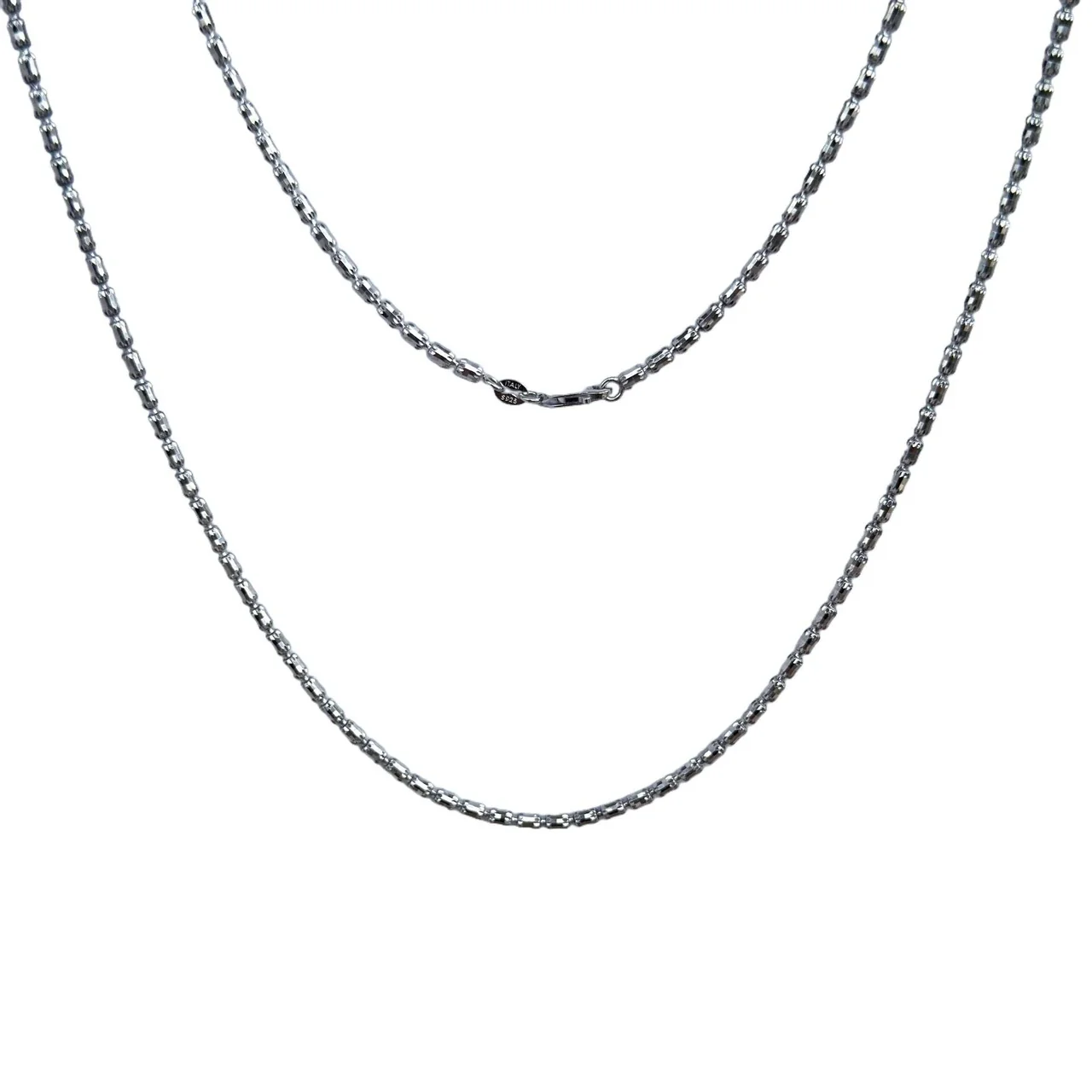 Lustrous 925 Sterling Silver 3 mm Bead Chain Necklace
