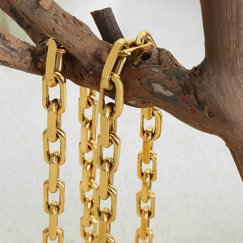 Bold Gold-Plated Stainless Steel Paperclip Chain Jewelry Set