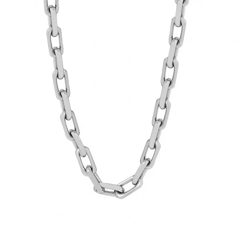 Bold Gold-Plated Stainless Steel Paperclip Chain Jewelry Set - Steel 45 cm