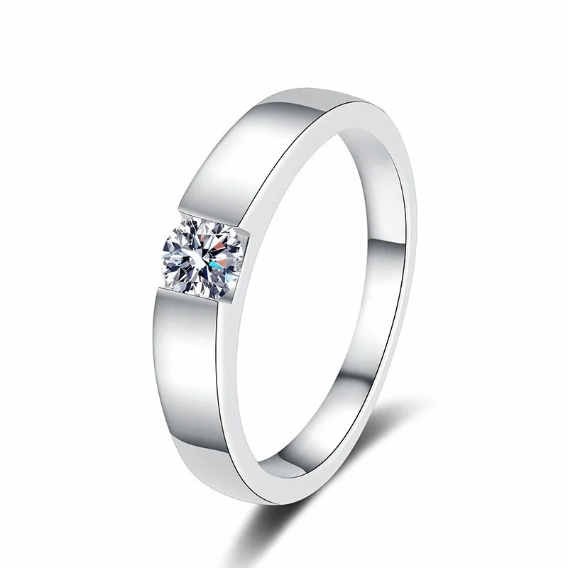 Sleek 925 Sterling Silver Tension-Set Round Moissanite Ring - Point Moissanite