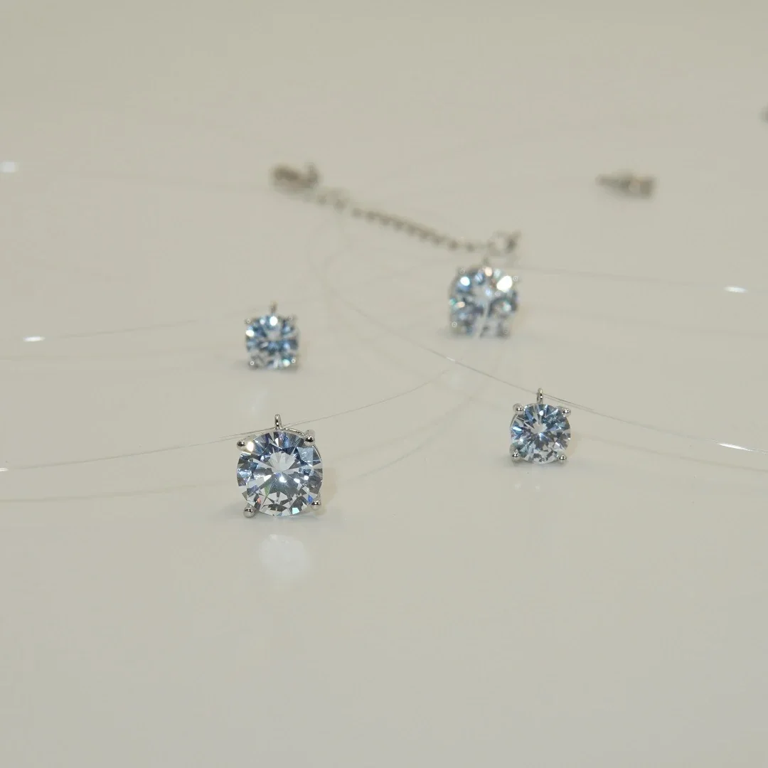 Radiant 925 Sterling Silver Round CZ Four-Prong Necklace