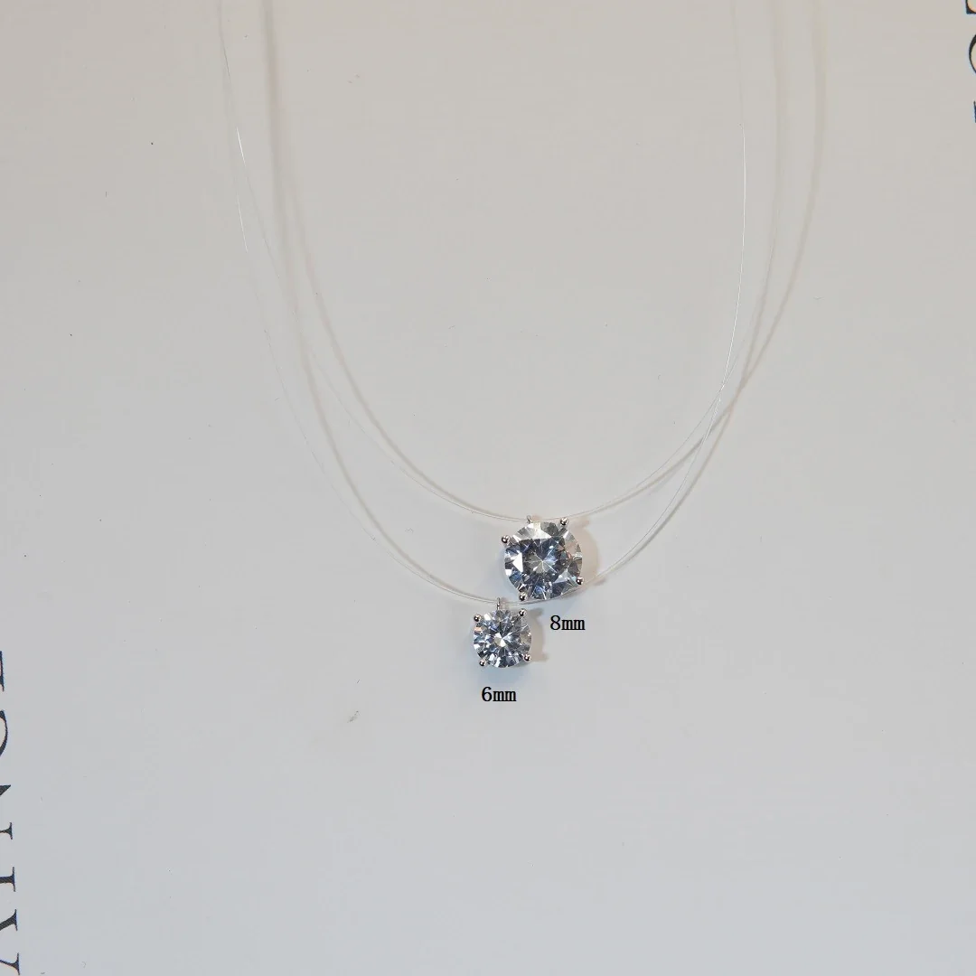 Radiant 925 Sterling Silver Round CZ Four-Prong Necklace