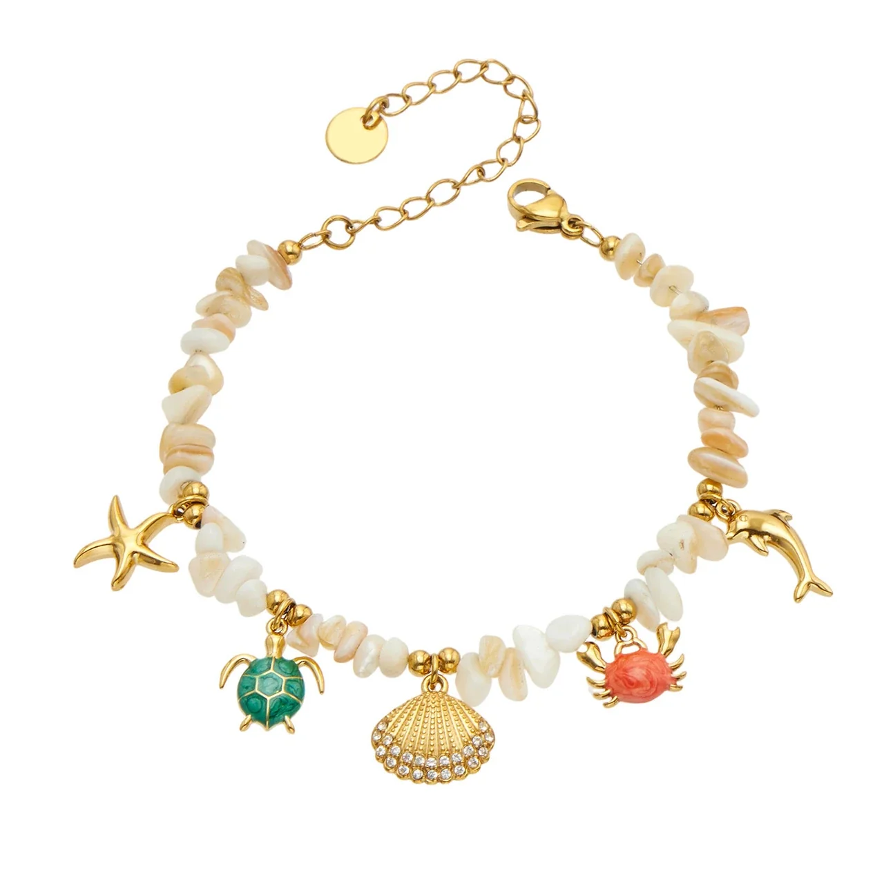Oceanic Gold-Plated Stainless Steel Shell Charm Bracelet