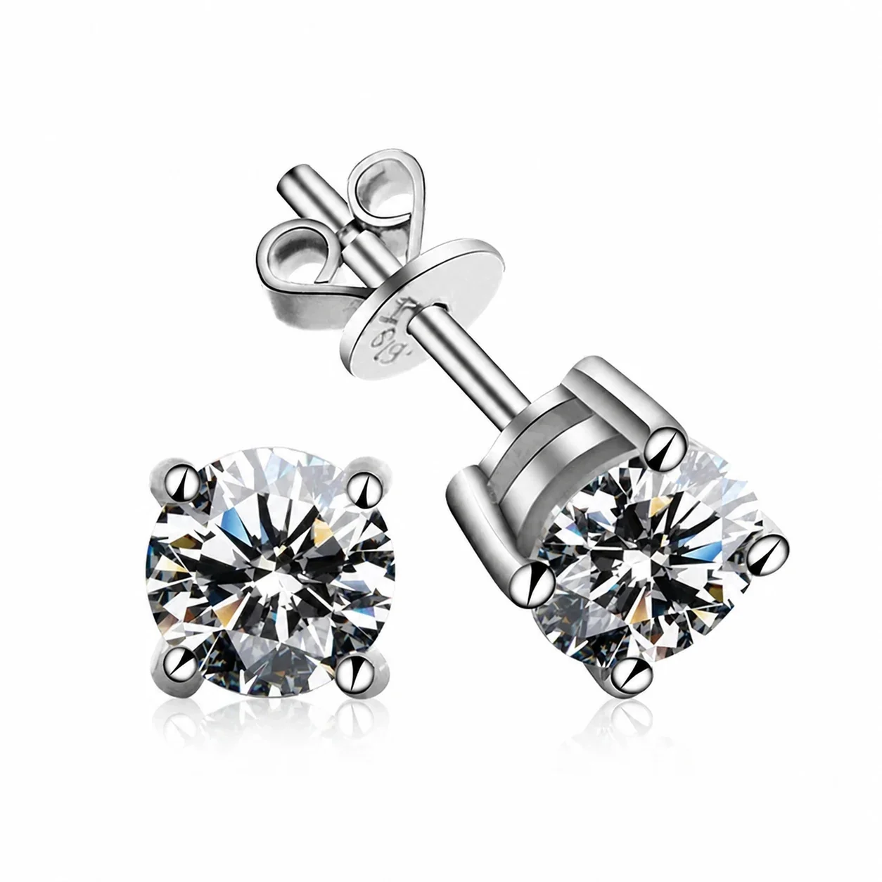 Brilliant Round Moissanite 925 Sterling Silver Stud Earrings