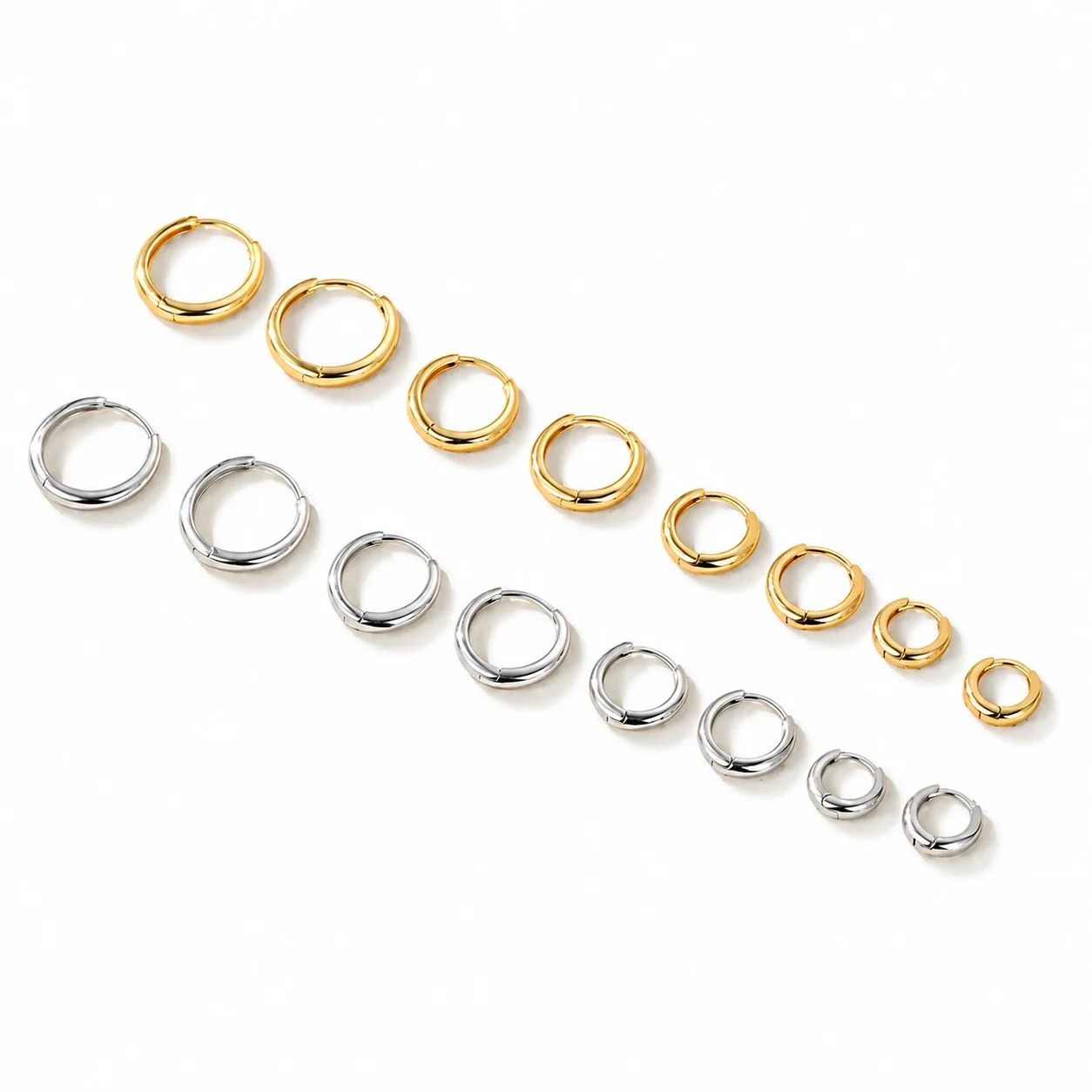 Sleek 925 Sterling Silver Rounded Hinged Hoop Earrings
