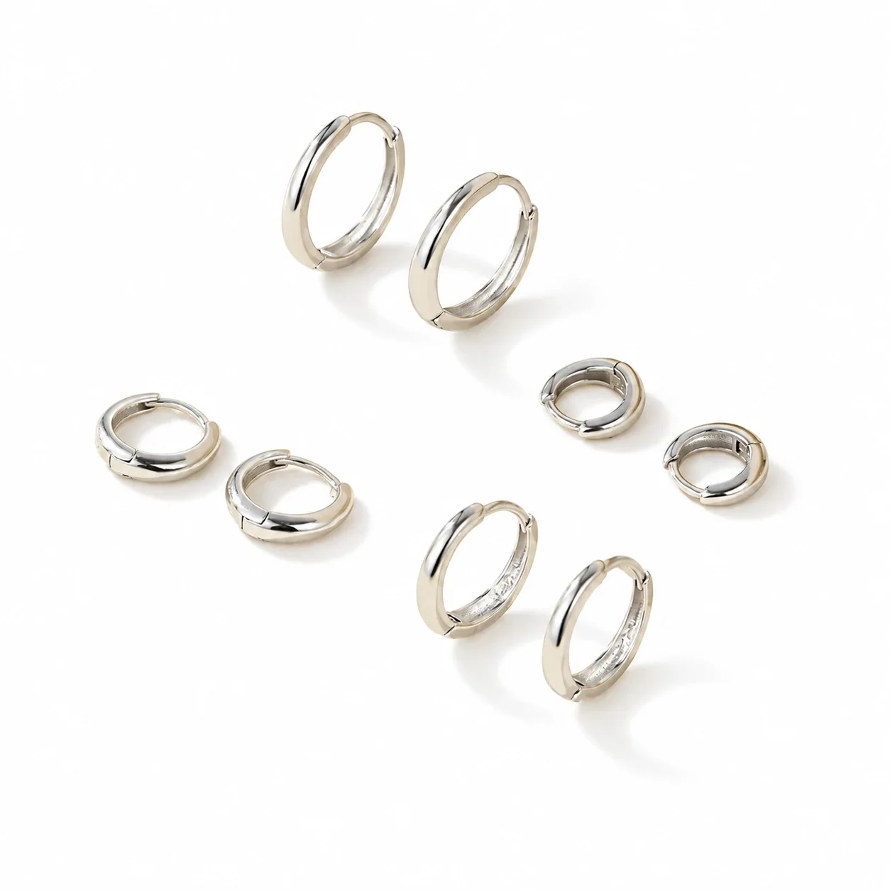 Sleek 925 Sterling Silver Rounded Hinged Hoop Earrings