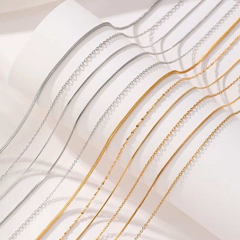 Refined Stainless Steel Box-Link and Snake Chain Necklaces
