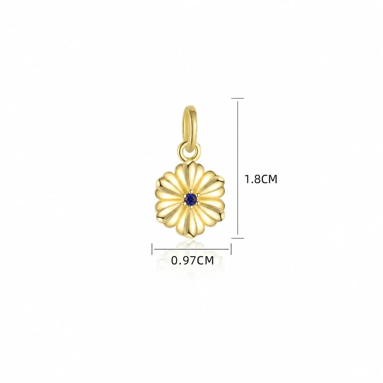 Botanical 925 Sterling Silver Textured Flower CZ Pendant - Gold Spinel Blue Morning Glory