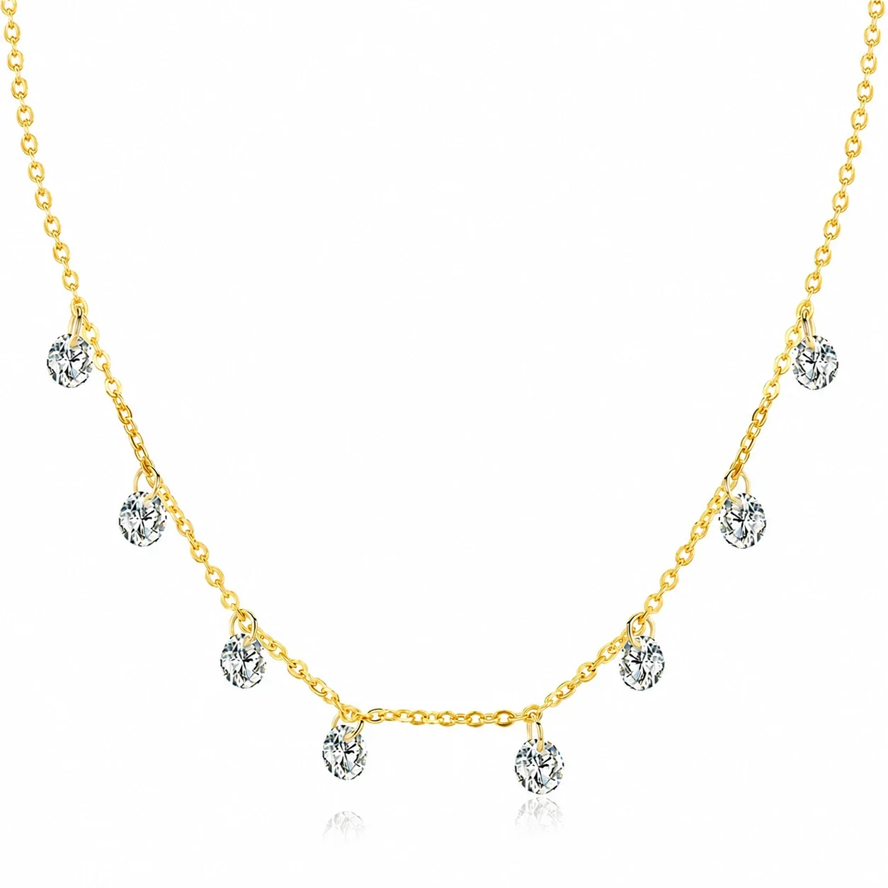 Delicate Round Cubic Zirconia 925 Sterling Silver Necklace