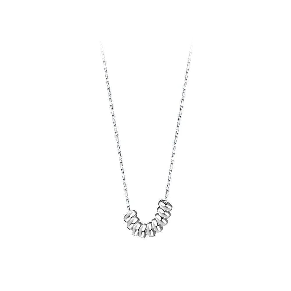 Delicate Polished 925 Sterling Silver Box Chain Bead Necklace