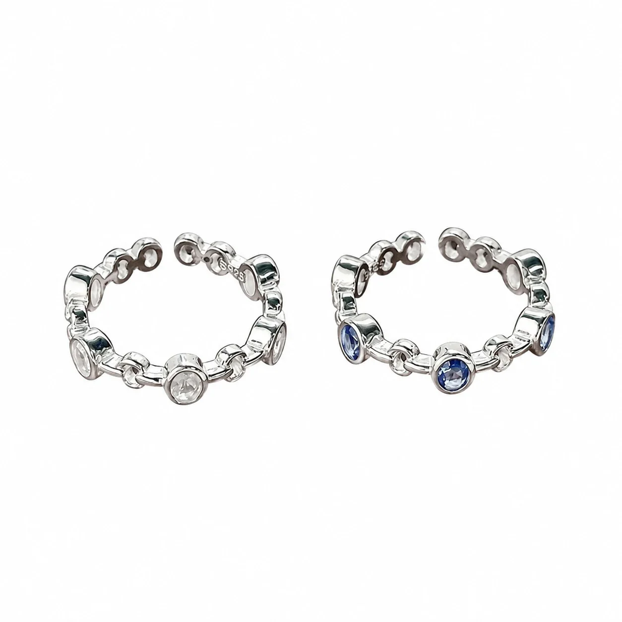 Orbital 925 Sterling Silver Bezel-Set Cubic Zirconia Open Ring