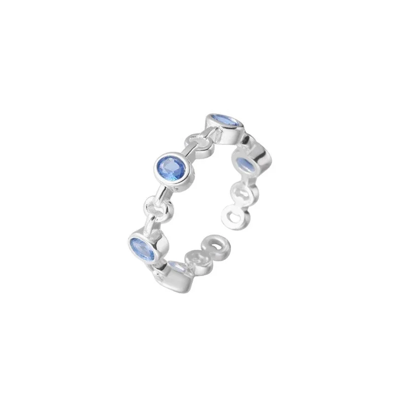 Orbital 925 Sterling Silver Bezel-Set Cubic Zirconia Open Ring