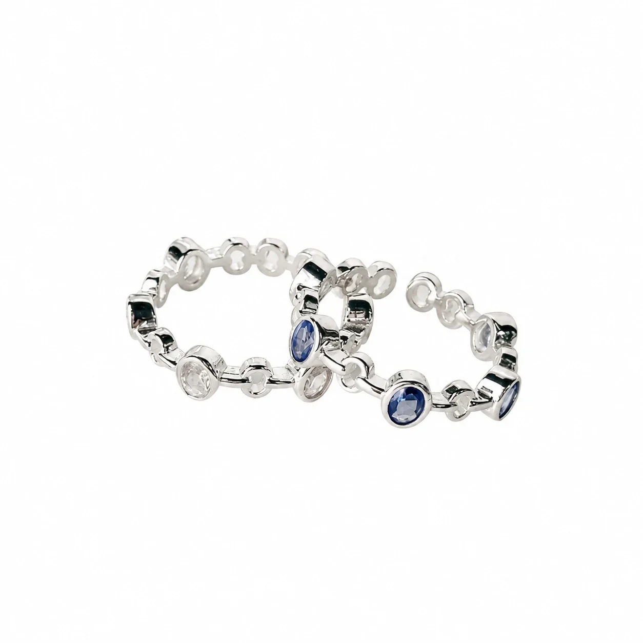 Orbital 925 Sterling Silver Bezel-Set Cubic Zirconia Open Ring - Clear Cubic Zirconia