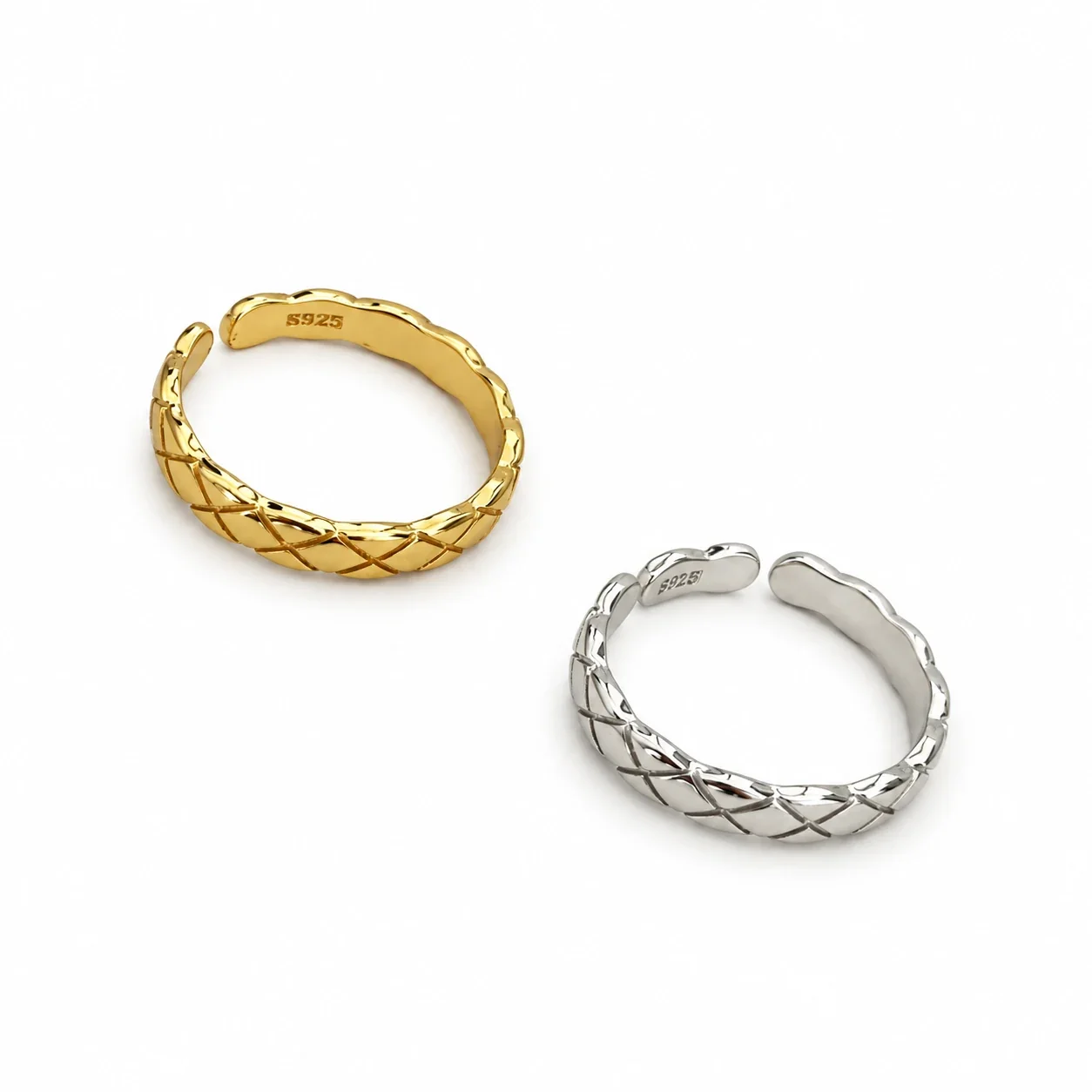 Diamond-Lattice 925 Sterling Silver Open Band Ring