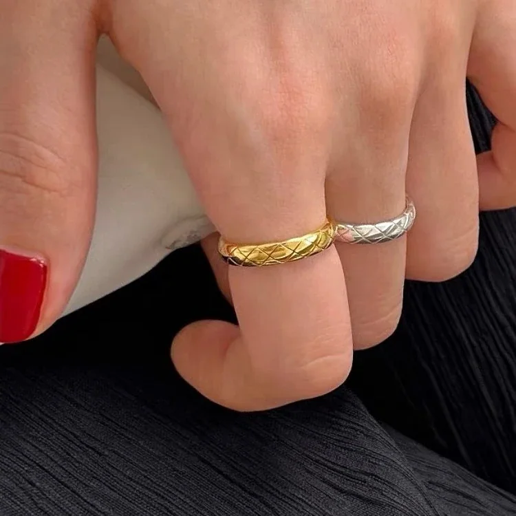 Diamond-Lattice 925 Sterling Silver Open Band Ring