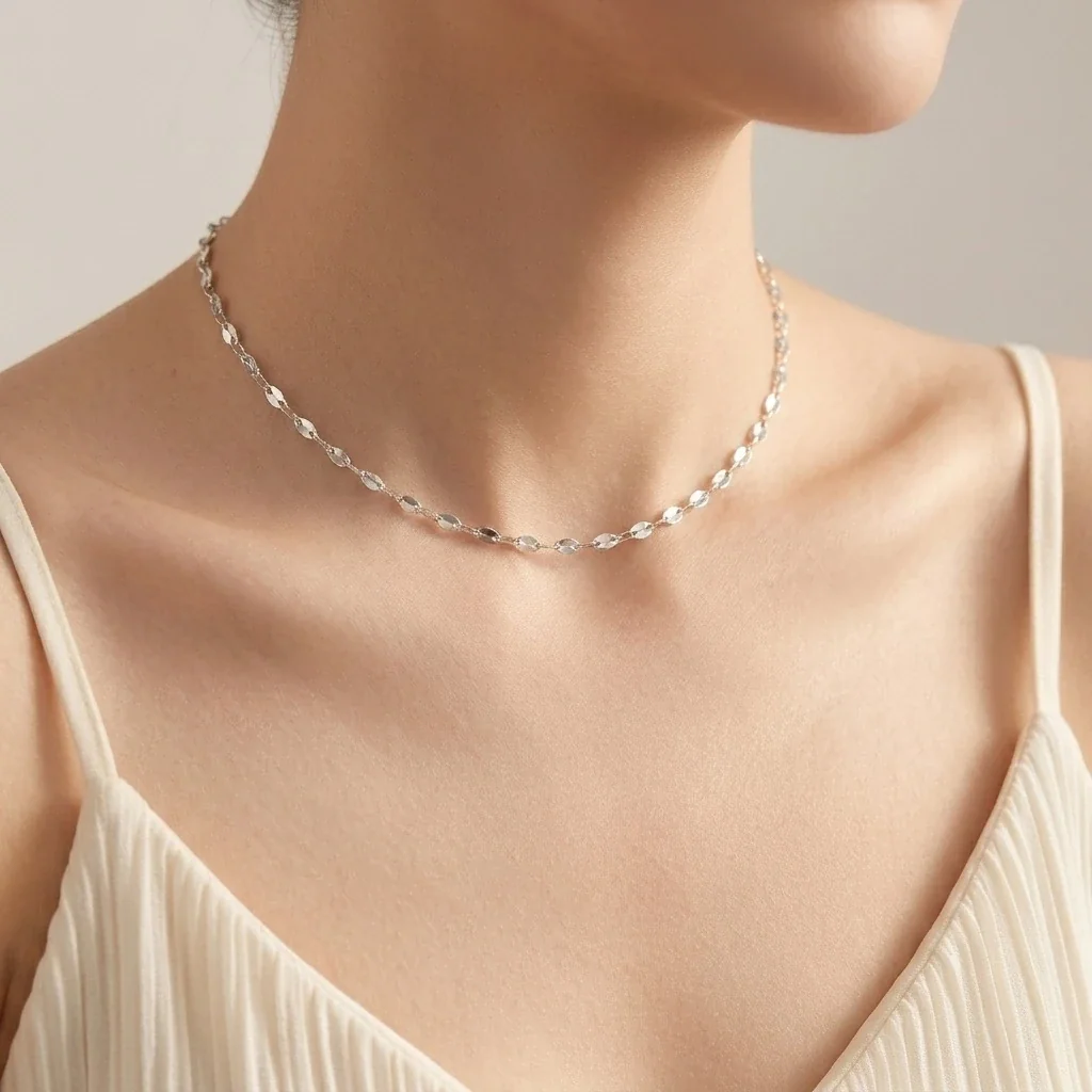 Twisted Marquise-Link 925 Sterling Silver Chain Necklace