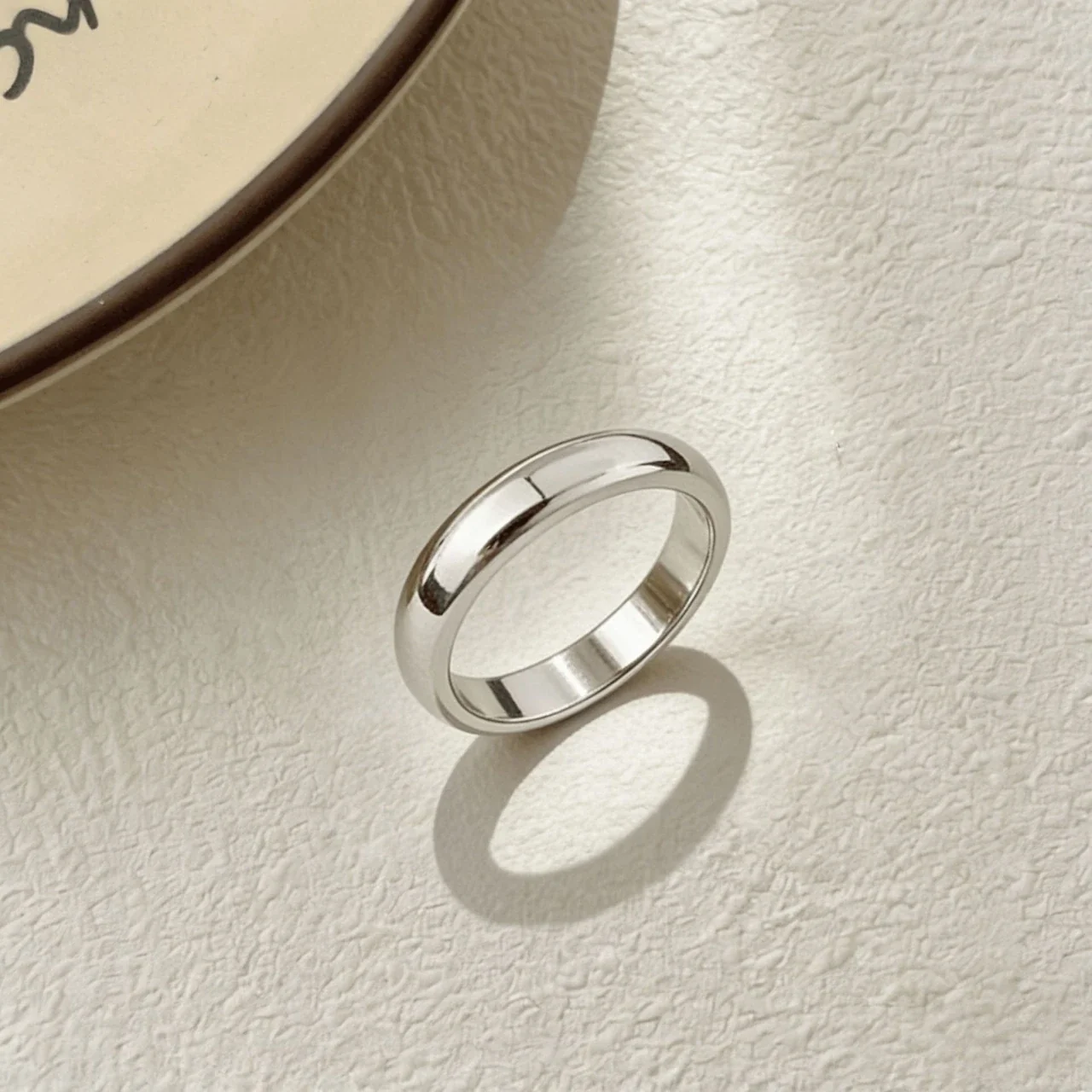 Mirror Dome 925 Sterling Silver Smooth Wide-Band Ring - Silver
