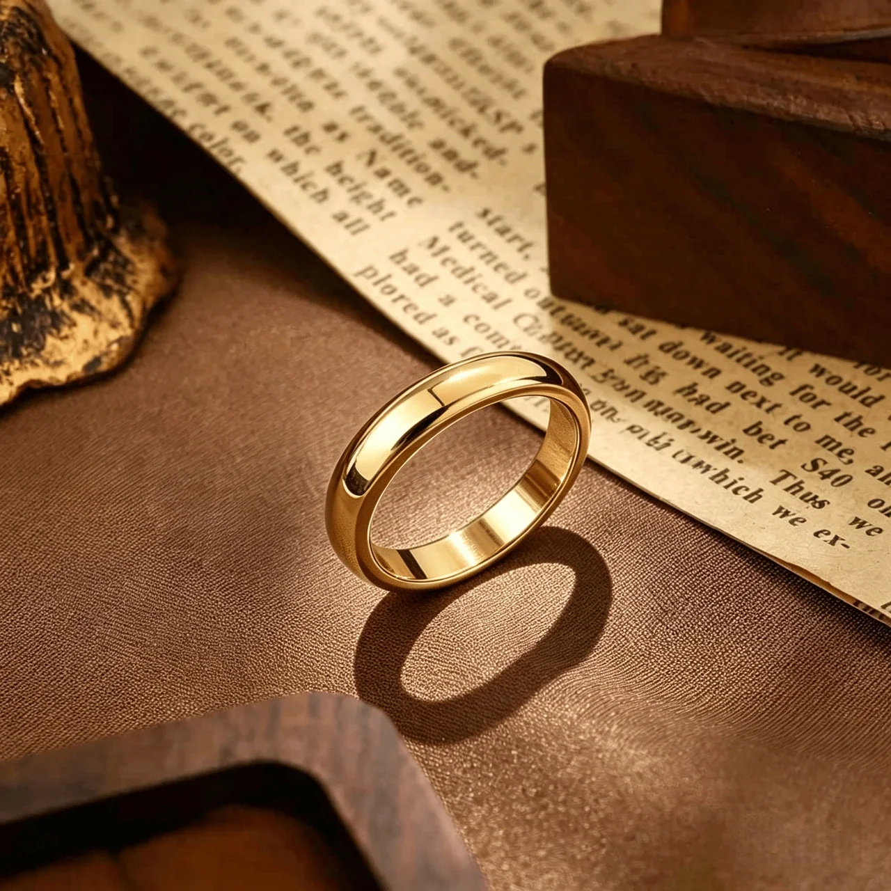 Mirror Dome 925 Sterling Silver Smooth Wide-Band Ring - Gold