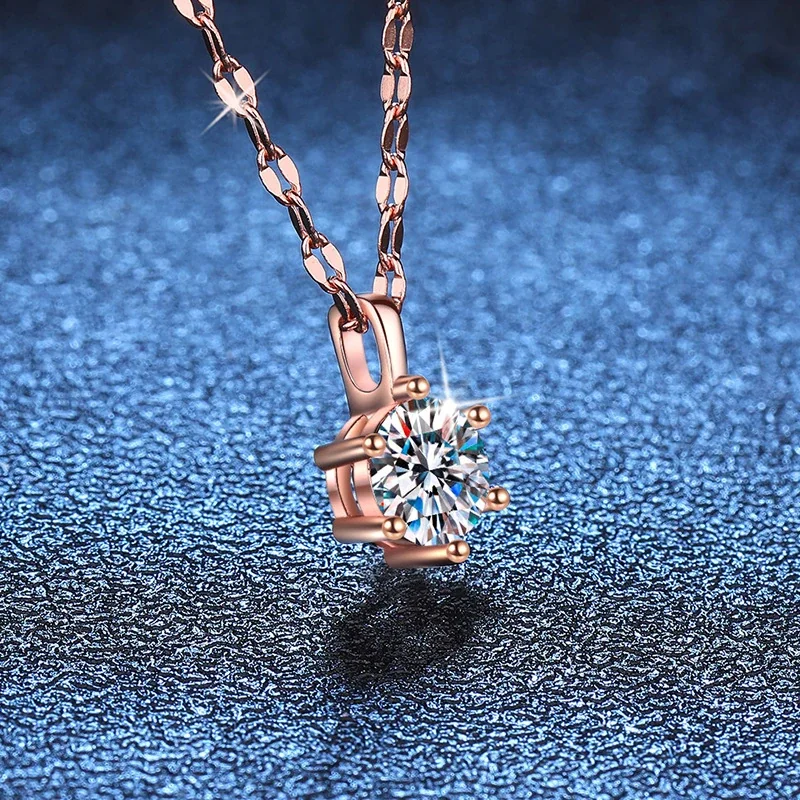 Refined Six-Prong Moissanite 925 Sterling Silver Necklace