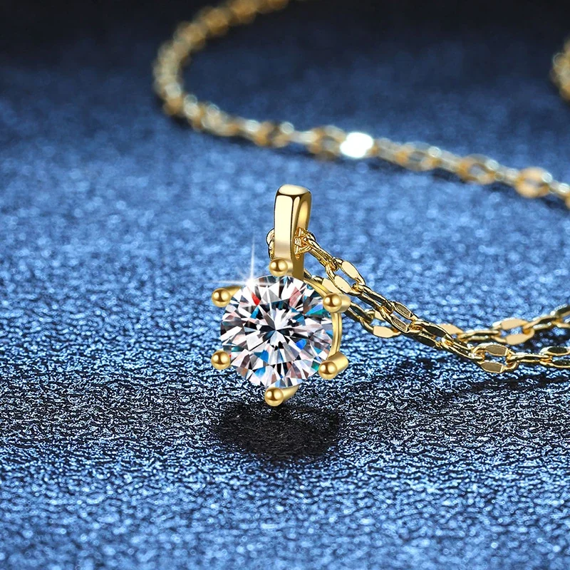 Refined Six-Prong Moissanite 925 Sterling Silver Necklace