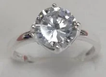 Faceted Round Crystal Open Adjustable 925 Sterling Silver Ring - Clear Cubic Zirconia