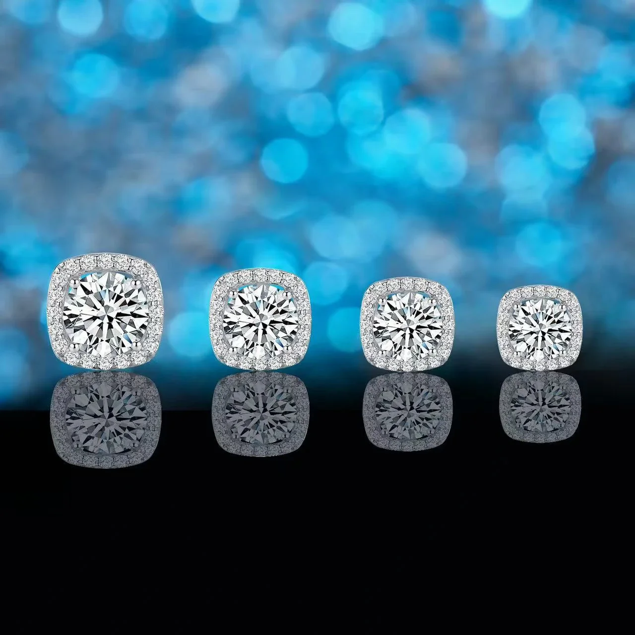 Luminous Halo-Prong Round Moissanite 925 Sterling Silver Stud Earrings