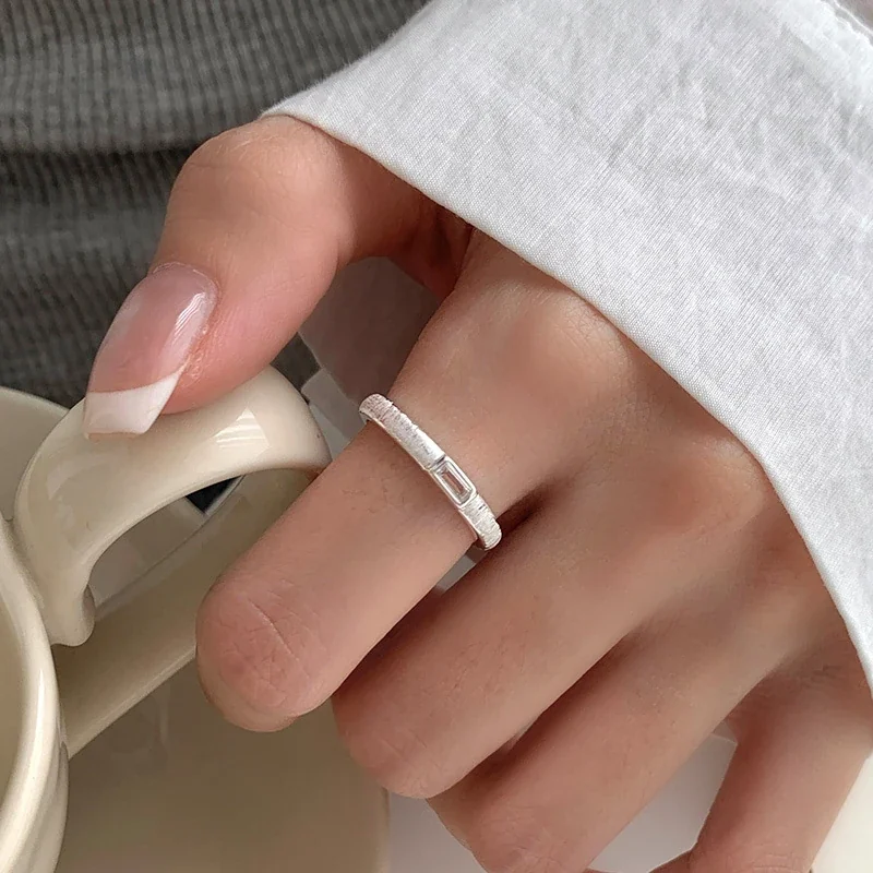Brushed Baguette Crystal Open 925 Sterling Silver Ring