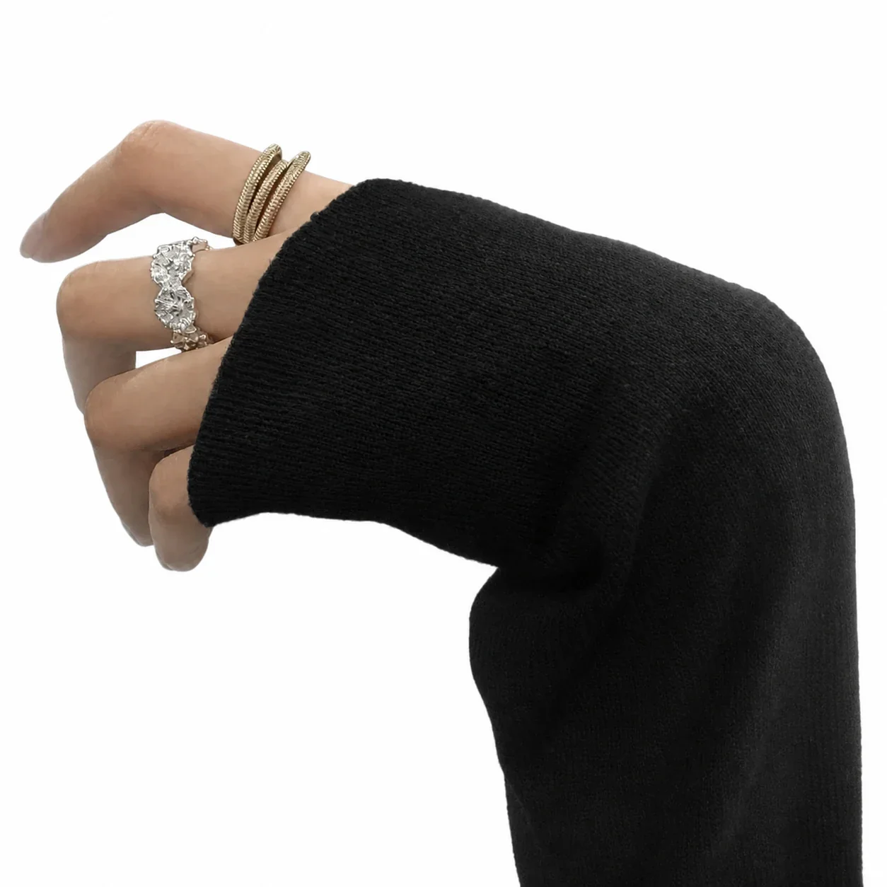 Sculptural Silver-Plated Copper Raised Flower Open Ring