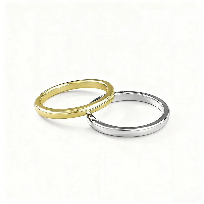 Minimalist 925 Sterling Silver Slim Dome Band Ring