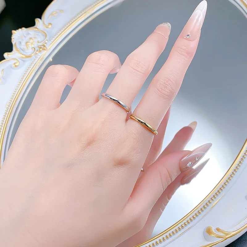 Minimalist 925 Sterling Silver Slim Dome Band Ring