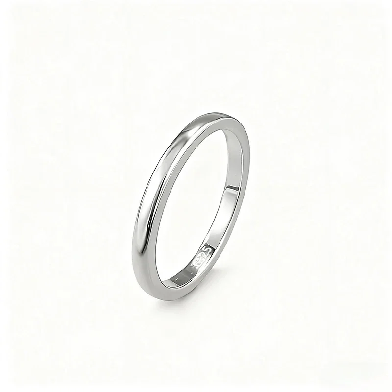 Minimalist 925 Sterling Silver Slim Dome Band Ring - Silver