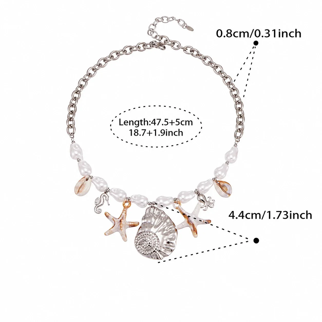 Coastal 18K Gold-Plated Shell Starfish Pearl Necklace - Silver Shell Starfish