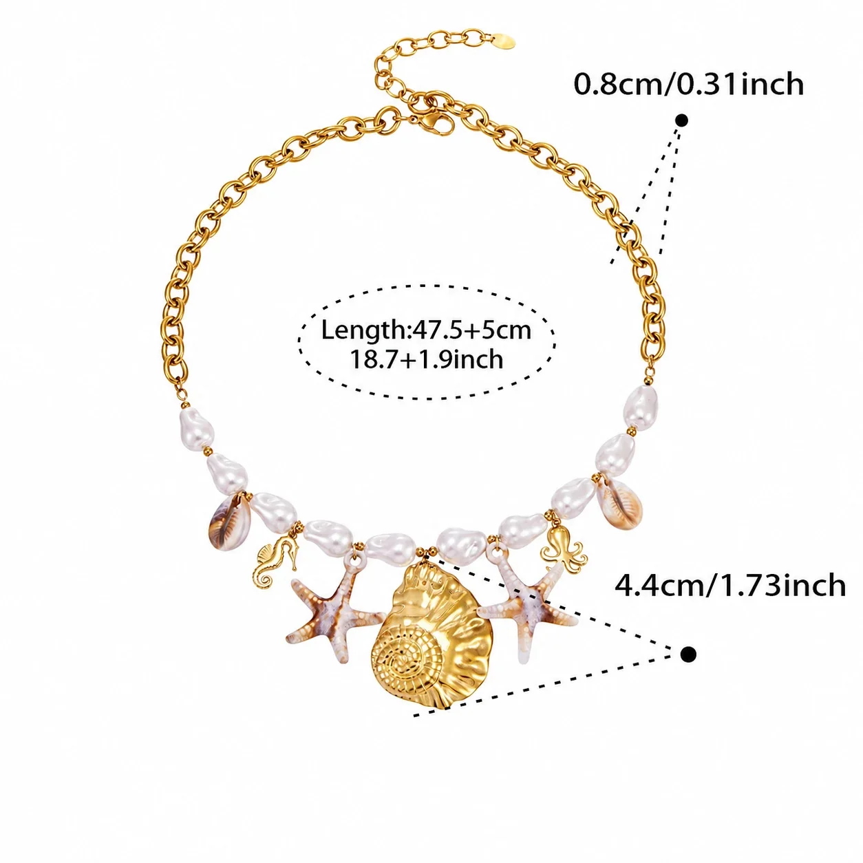 Coastal 18K Gold-Plated Shell Starfish Pearl Necklace - Gold Shell Starfish