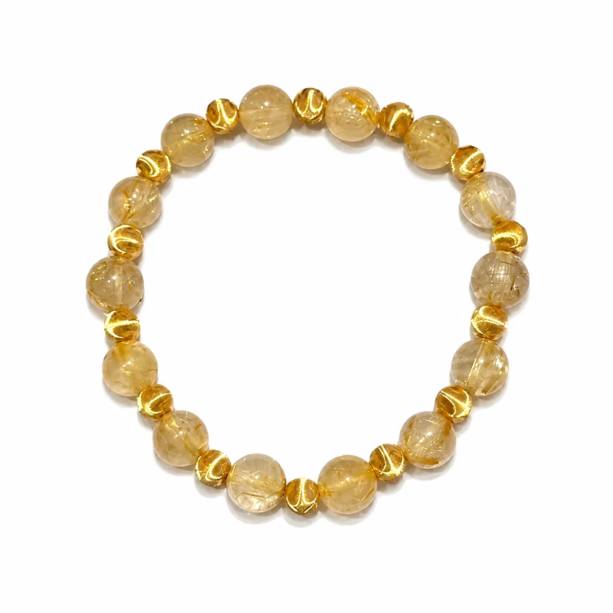 Radiant Gold-Plated Ribbed Spacer Crystal Bead Bracelet