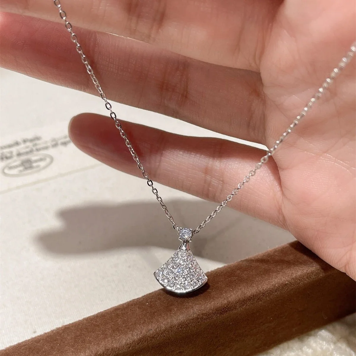 Radiant Fan Pavé 925 Sterling Silver Pendant Necklace