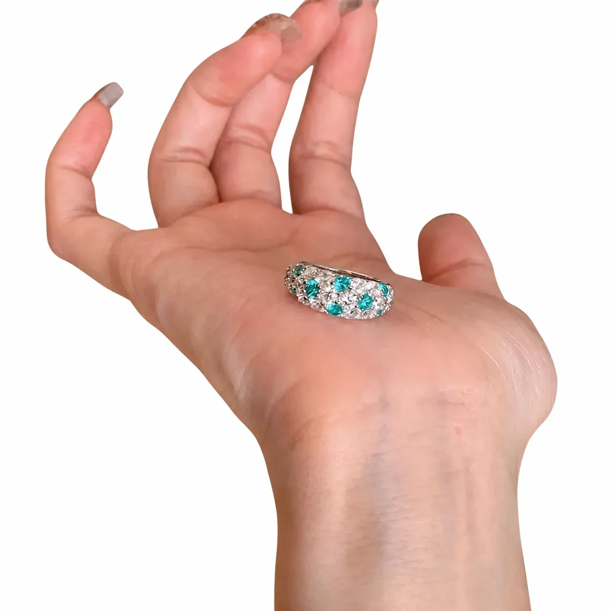 Ornate Round CZ Pavé Wide-Band Copper Open Ring
