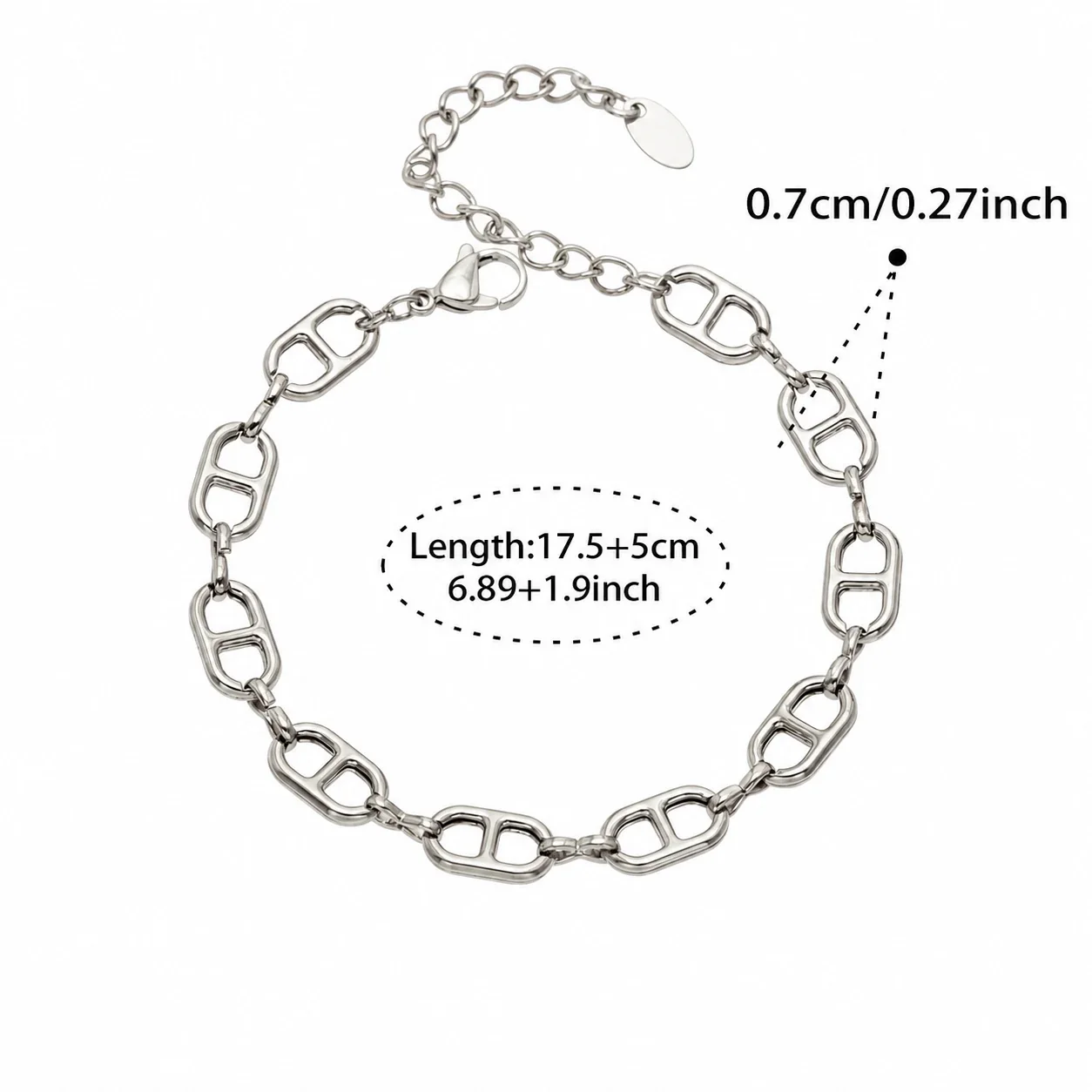 Bold Stainless Steel Mariner Link Set - Silver 17.5 + 5 cm
