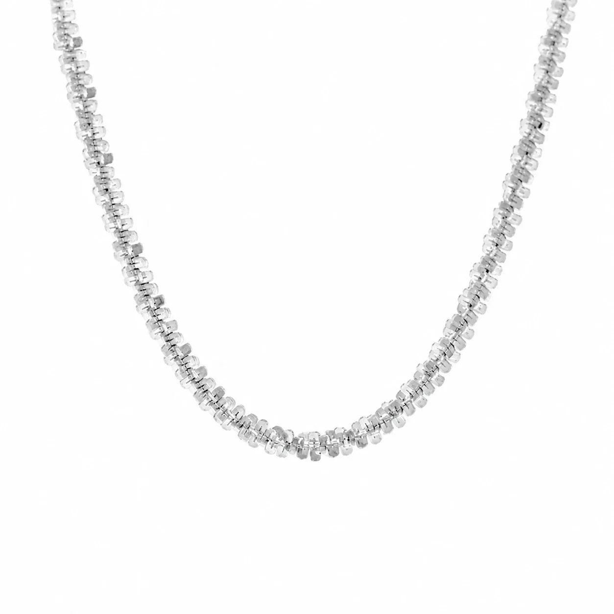 Sparkling 925 Sterling Silver Faceted Bead Chain Necklace
