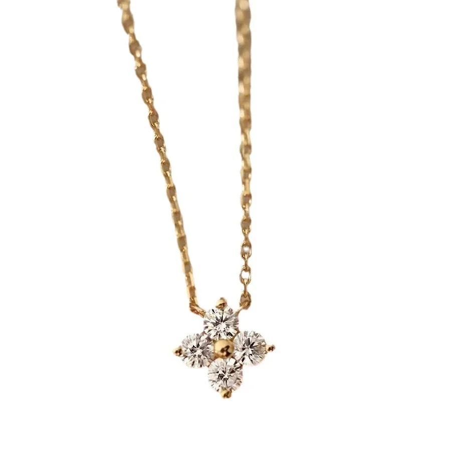 Petite Clover Round CZ 925 Sterling Silver Necklace